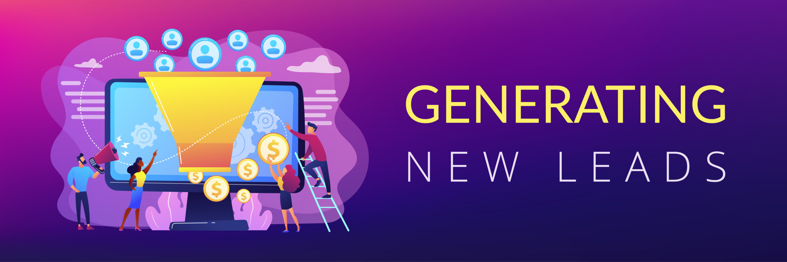 Monetization tips. Increasing conversion rates strategy. Attracting followers. Generating new leads, identify your customers, SMM strategies concept. Header or footer banner template with copy space.